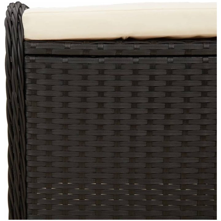 Trädgårdspall med dyna svart 58x46x46 cm konstrotting vidaXL – bild 7