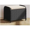 Trädgårdspall med dyna svart 58x46x46 cm konstrotting vidaXL – miniatyr 1