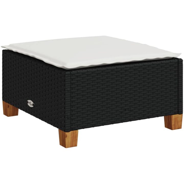 Trädgårdspall med dyna svart 63,5x56x32 cm konstrotting vidaXL – bild 2