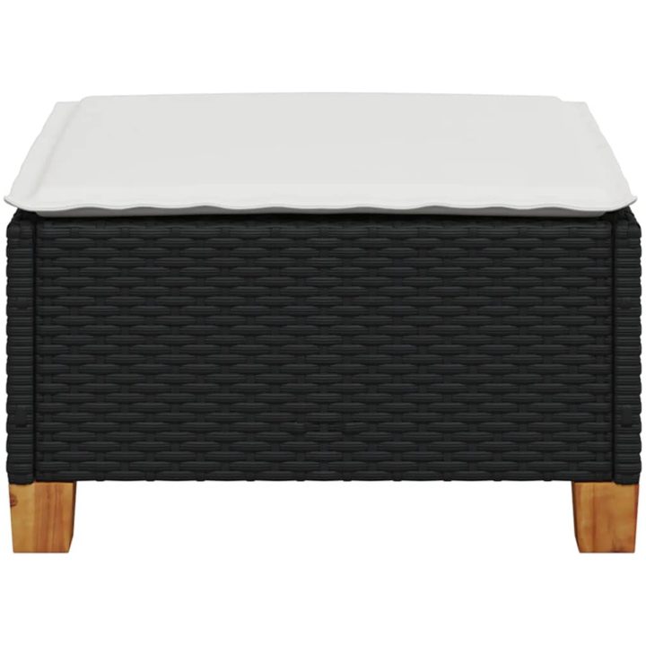Trädgårdspall med dyna svart 63,5x56x32 cm konstrotting vidaXL – bild 4