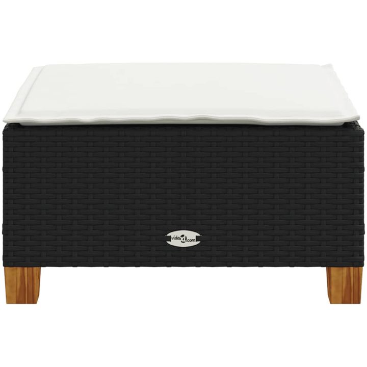 Trädgårdspall med dyna svart 63,5x56x32 cm konstrotting vidaXL – bild 5