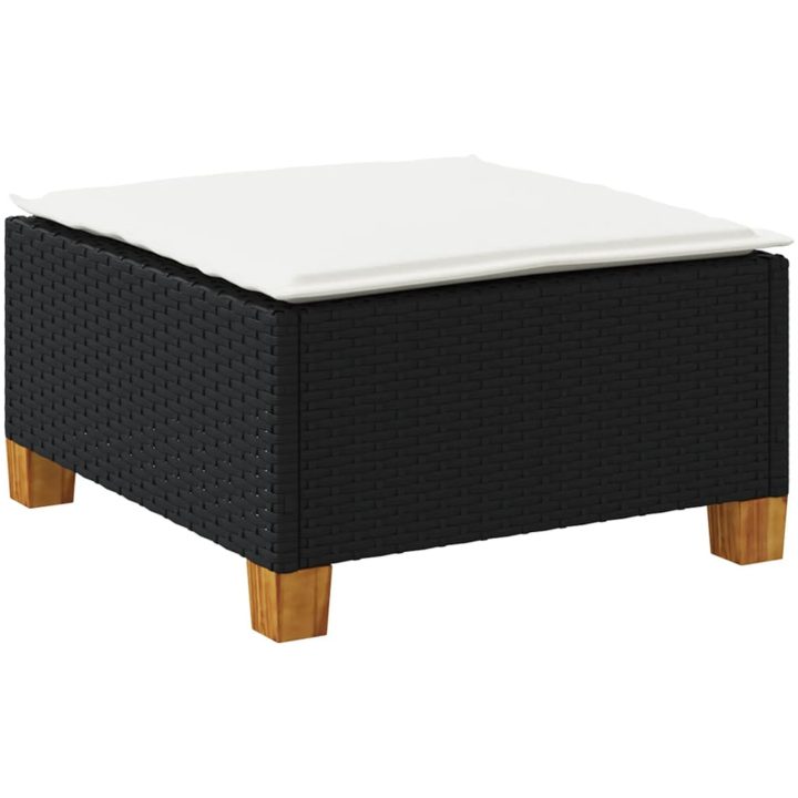 Trädgårdspall med dyna svart 63,5x56x32 cm konstrotting vidaXL – bild 6