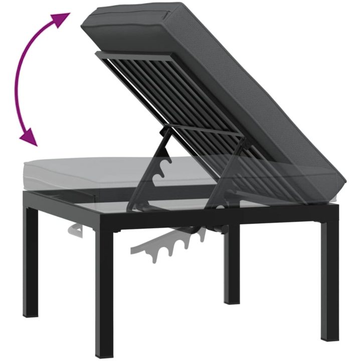 Trädgårdspall med dyna svart aluminium vidaXL – bild 6