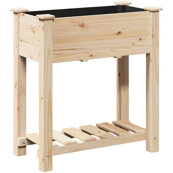Trädgårdspall med hylla 71x37x76 cm Massivt Furu vidaXL 71 x 37 x 76,5 cm – bild 2