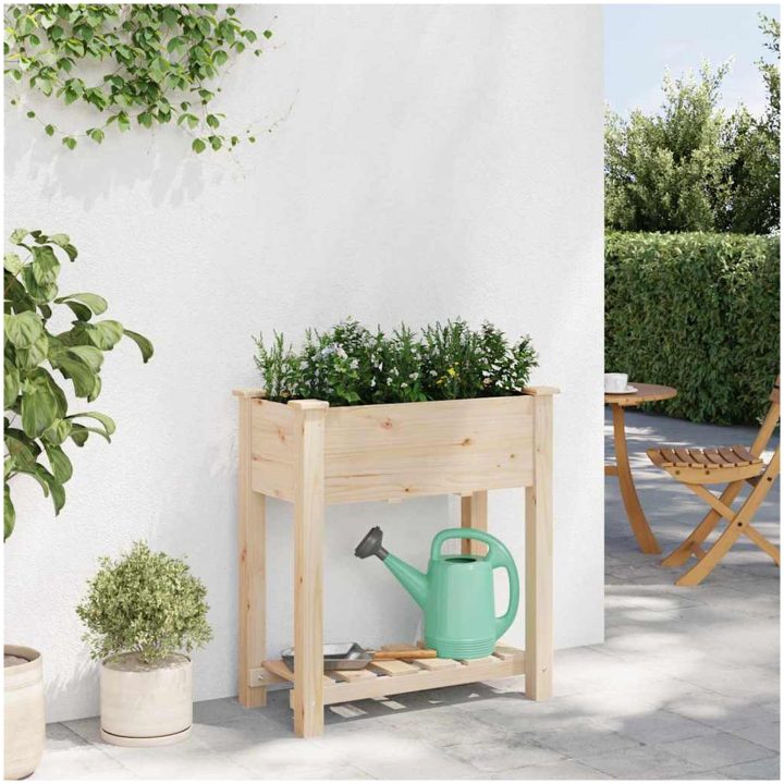 Trädgårdspall med hylla 71x37x76 cm Massivt Furu vidaXL 71 x 37 x 76,5 cm – bild 4