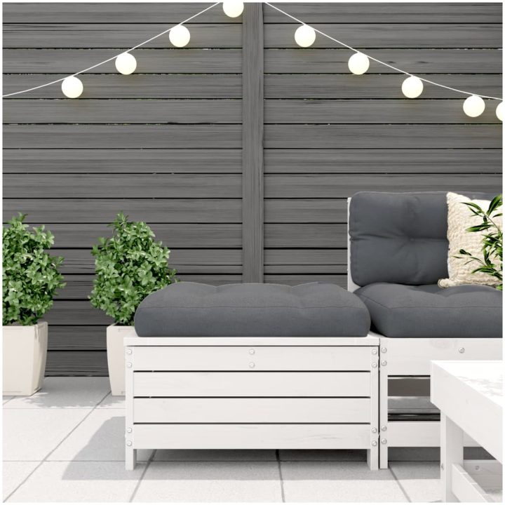 Trädgårdspall vit 62x63,5x32 cm massiv furu vidaXL – bild 3