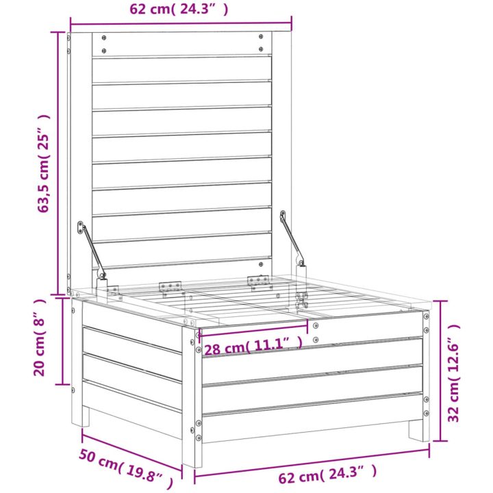 Trädgårdspall vit 62x63,5x32 cm massiv furu vidaXL – bild 10