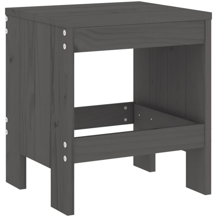 Trädgårdspallar 2 st grå massiv furu vidaXL 40 x 36 x 45 cm – bild 6
