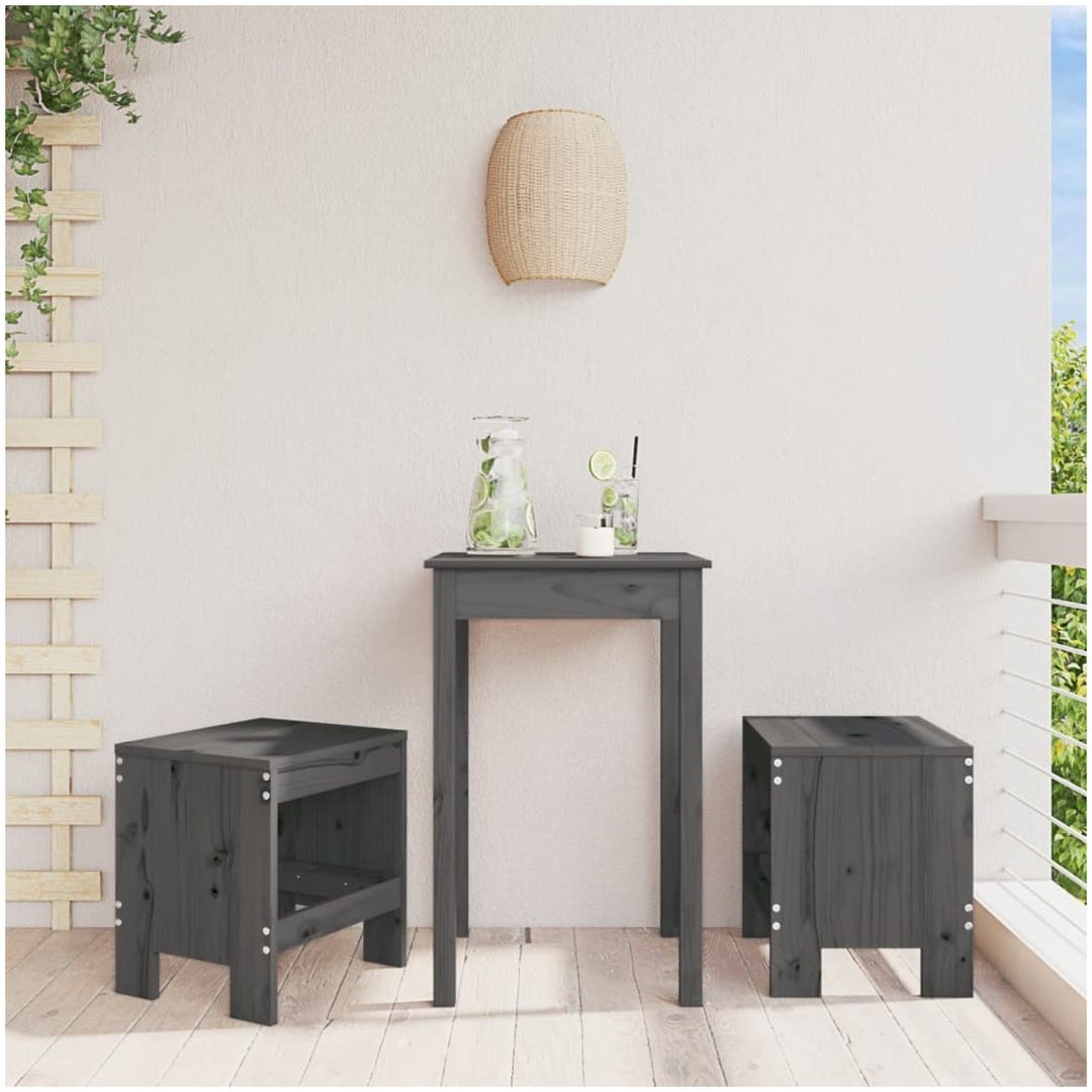 Trädgårdspallar 2 st grå massiv furu vidaXL 40 x 36 x 45 cm