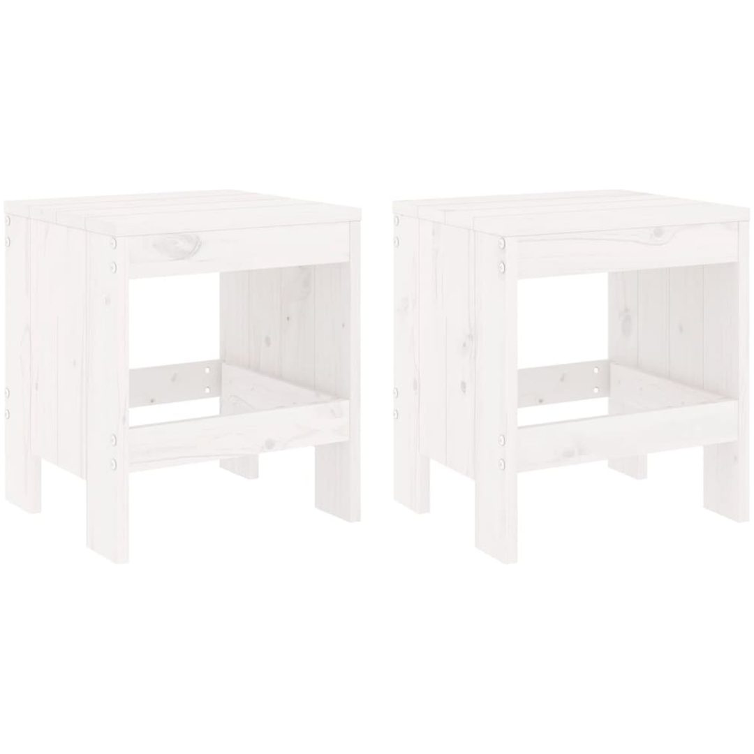 Trädgårdspallar 2 st vit massiv furu vidaXL 40 x 36 x 45 cm – bild 2
