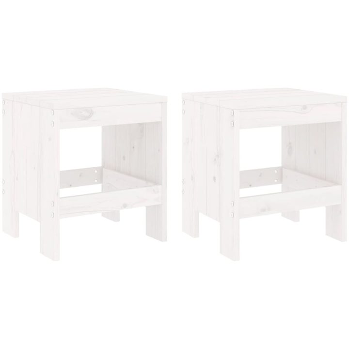 Trädgårdspallar 2 st vit massiv furu vidaXL 40 x 36 x 45 cm – bild 2