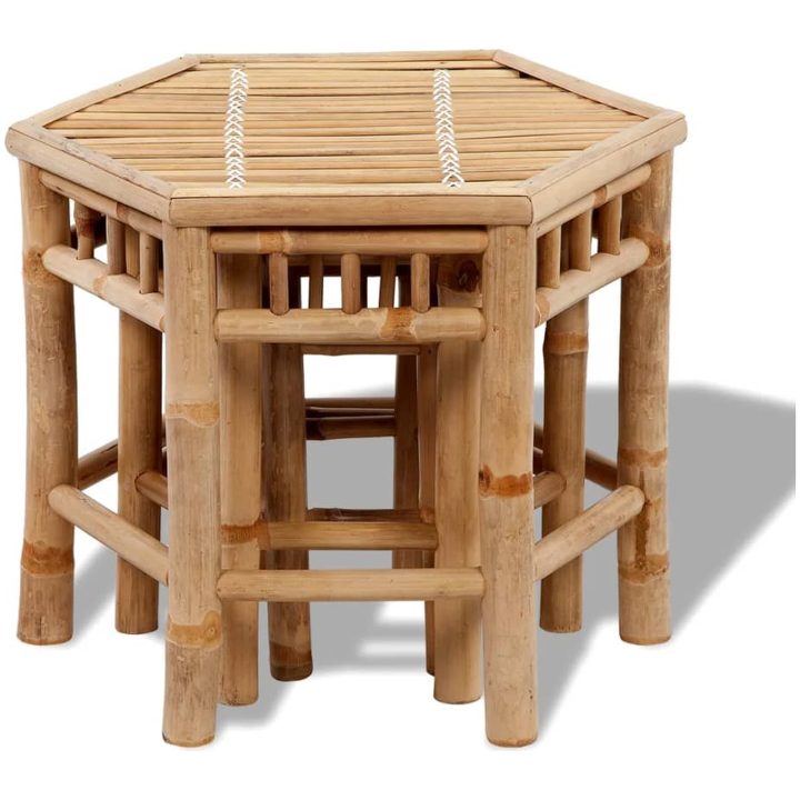 Trädgårdspallar 3 st bambu vidaXL – bild 2