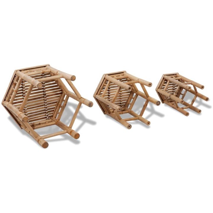 Trädgårdspallar 3 st bambu vidaXL – bild 4