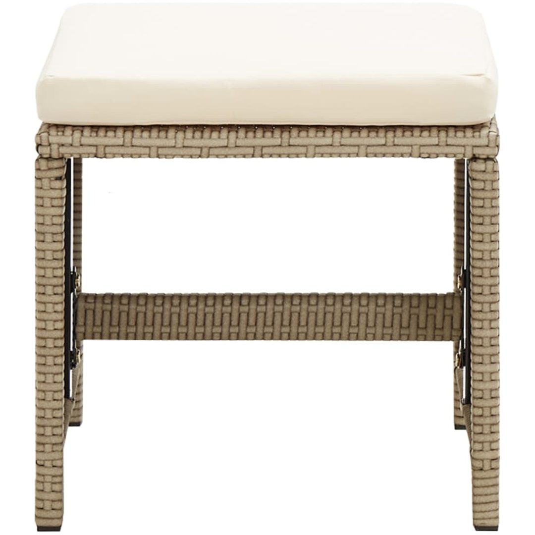 Trädgårdspallar 4 st med dynor konstrotting beige vidaXL – bild 3
