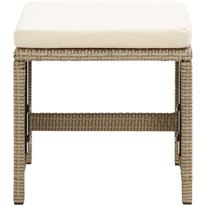 Trädgårdspallar 4 st med dynor konstrotting beige vidaXL – bild 3