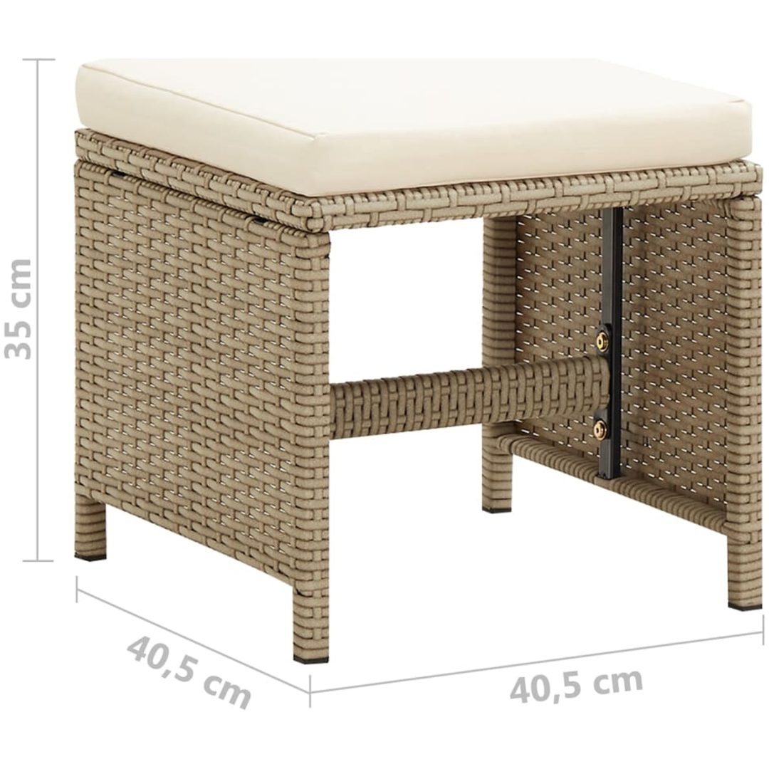Trädgårdspallar 4 st med dynor konstrotting beige vidaXL – bild 8
