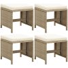 Trädgårdspallar 4 st med dynor konstrotting beige vidaXL – miniatyr 1