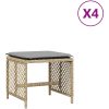 Trädgårdspallar m. dynor 4 st mix beige 41x41x36cm konstrotting vidaXL – miniatyr 2