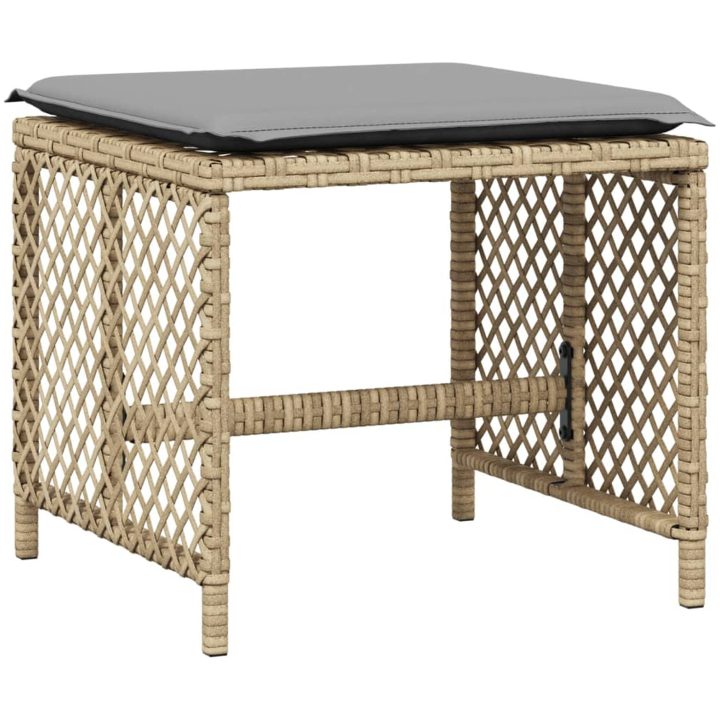 Trädgårdspallar m. dynor 4 st mix beige 41x41x36cm konstrotting vidaXL – bild 4