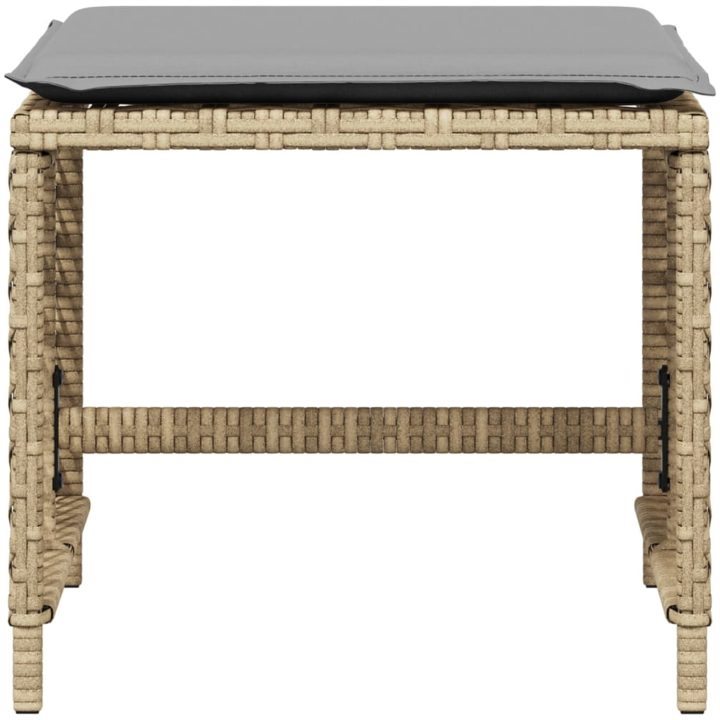 Trädgårdspallar m. dynor 4 st mix beige 41x41x36cm konstrotting vidaXL – bild 5