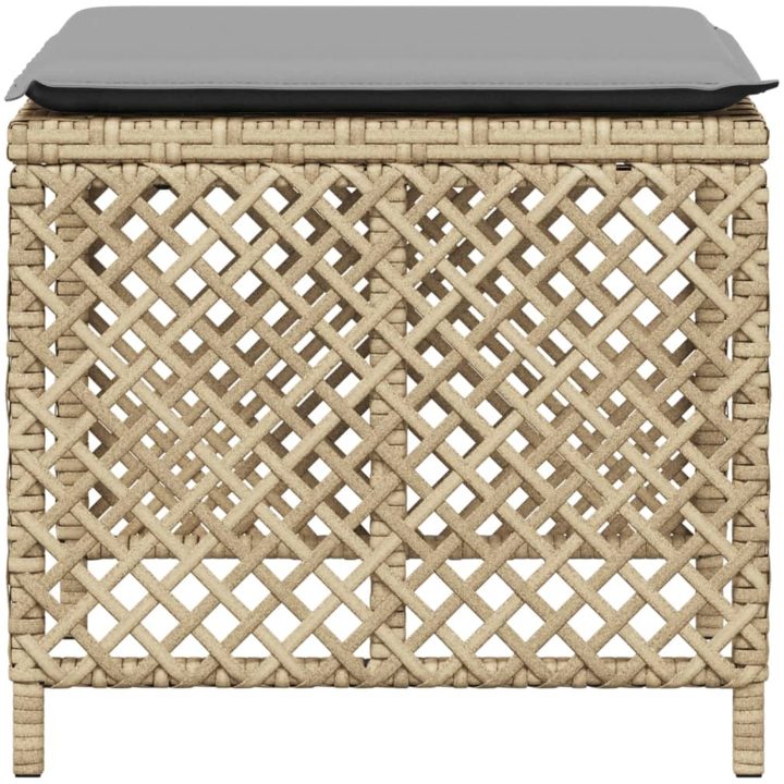 Trädgårdspallar m. dynor 4 st mix beige 41x41x36cm konstrotting vidaXL – bild 6
