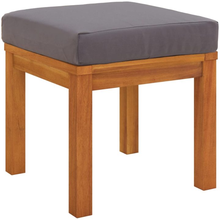 Trädgårdspallar med dynor 2 st 40x40x42 cm massivt akaciaträ vidaXL – bild 3
