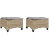 Trädgårdspallar med dynor 2 st, beige 55x55x36 cm konstrotting vidaXL – miniatyr 2