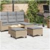 Trädgårdspallar med dynor 2 st, beige 55x55x36 cm konstrotting vidaXL – miniatyr 3