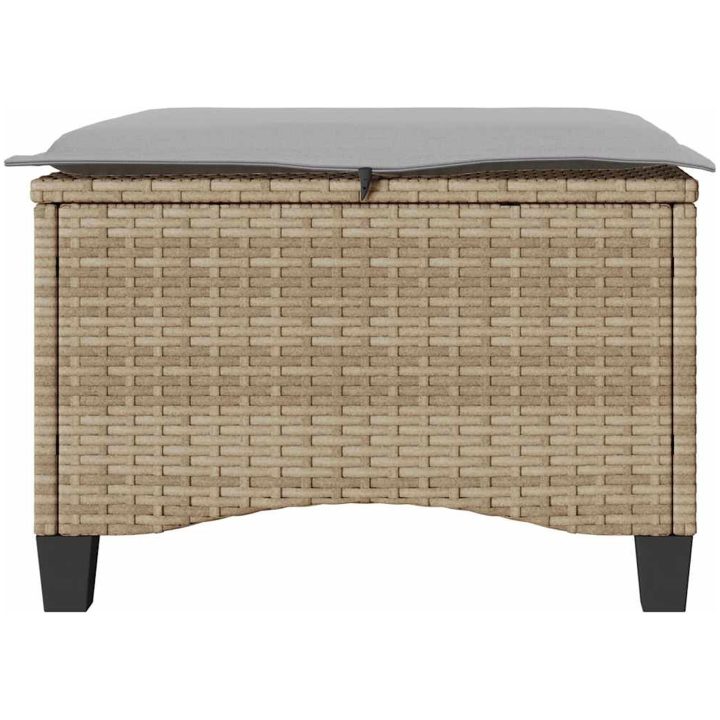 Trädgårdspallar med dynor 2 st, beige 55x55x36 cm konstrotting vidaXL – bild 5