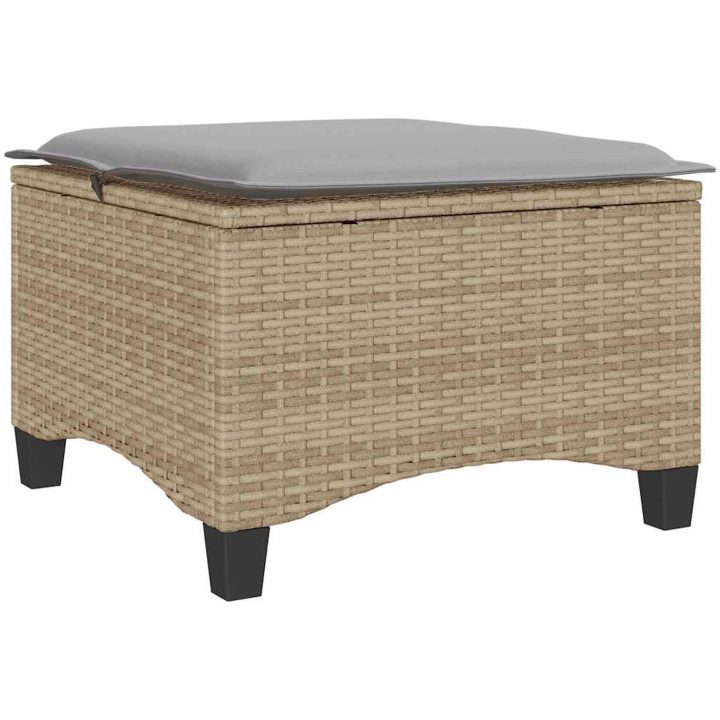 Trädgårdspallar med dynor 2 st, beige 55x55x36 cm konstrotting vidaXL – bild 6