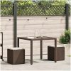 Trädgårdspallar med dynor 2 st, brun 40x40x43 cm konstrotting vidaXL – miniatyr 2