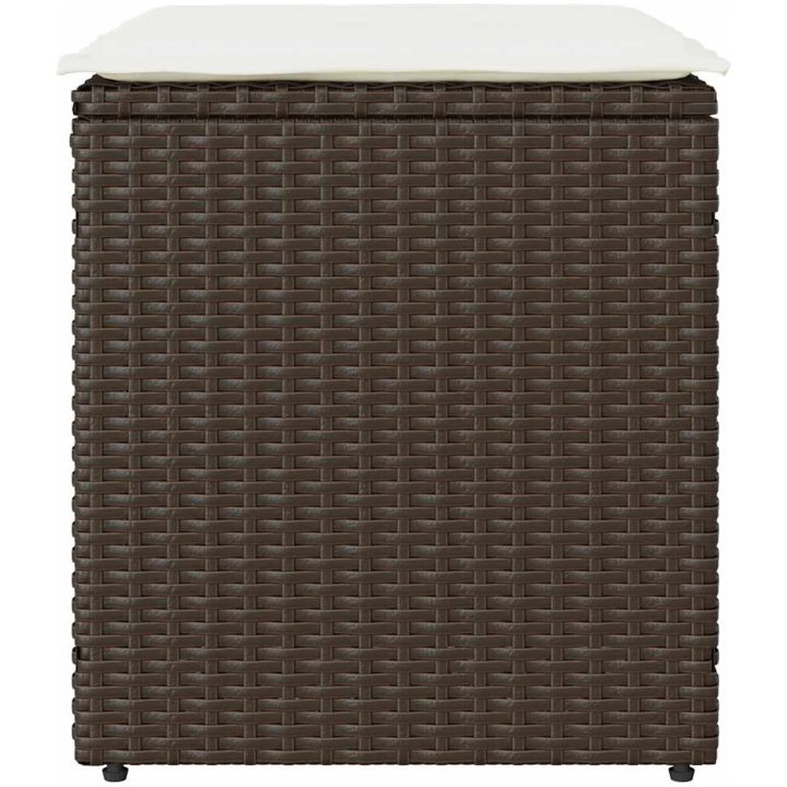Trädgårdspallar med dynor 2 st, brun 40x40x43 cm konstrotting vidaXL – bild 4