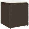 Trädgårdspallar med dynor 2 st, brun 40x40x43 cm konstrotting vidaXL – miniatyr 5