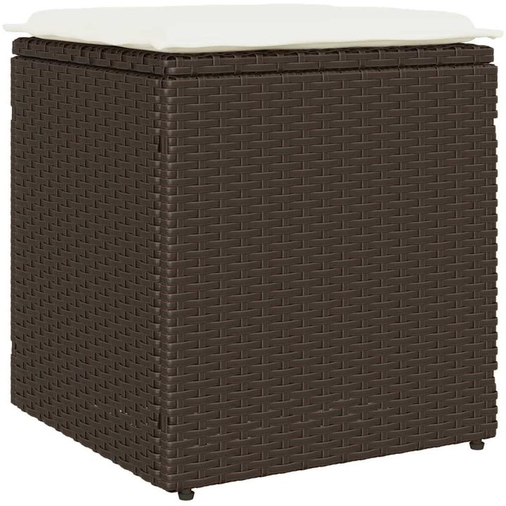 Trädgårdspallar med dynor 2 st, brun 40x40x43 cm konstrotting vidaXL – bild 5
