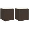 Trädgårdspallar med dynor 2 st, brun 40x40x43 cm konstrotting vidaXL – miniatyr 1