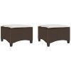 Trädgårdspallar med dynor 2 st, brun 55x55x36 cm konstrotting vidaXL – miniatyr 2