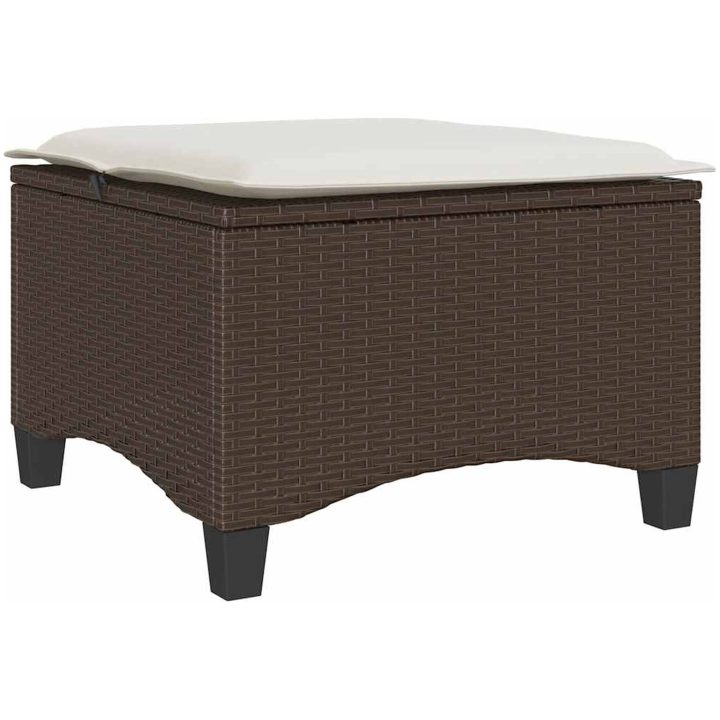 Trädgårdspallar med dynor 2 st, brun 55x55x36 cm konstrotting vidaXL – bild 6