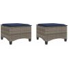 Trädgårdspallar med dynor 2 st, grå 55x55x36 cm konstrotting vidaXL – miniatyr 2