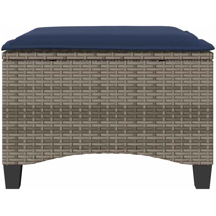Trädgårdspallar med dynor 2 st, grå 55x55x36 cm konstrotting vidaXL – bild 4