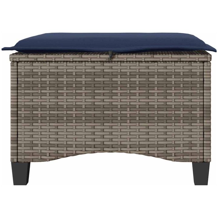 Trädgårdspallar med dynor 2 st, grå 55x55x36 cm konstrotting vidaXL – bild 5