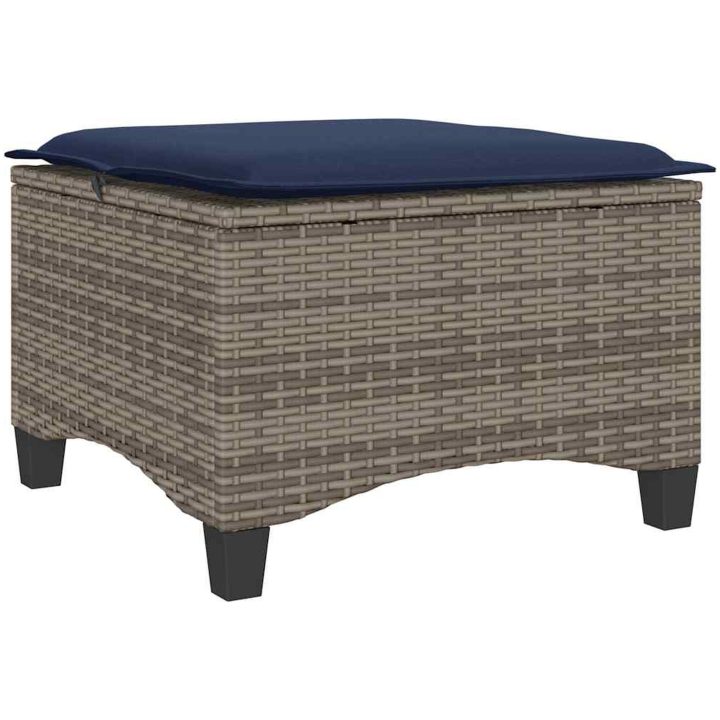 Trädgårdspallar med dynor 2 st, grå 55x55x36 cm konstrotting vidaXL – bild 6