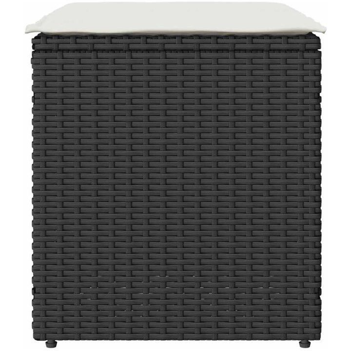 Trädgårdspallar med dynor 2 st svart 40x40x43 cm konstrotting vidaXL – bild 4