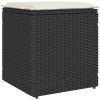 Trädgårdspallar med dynor 2 st svart 40x40x43 cm konstrotting vidaXL – miniatyr 5