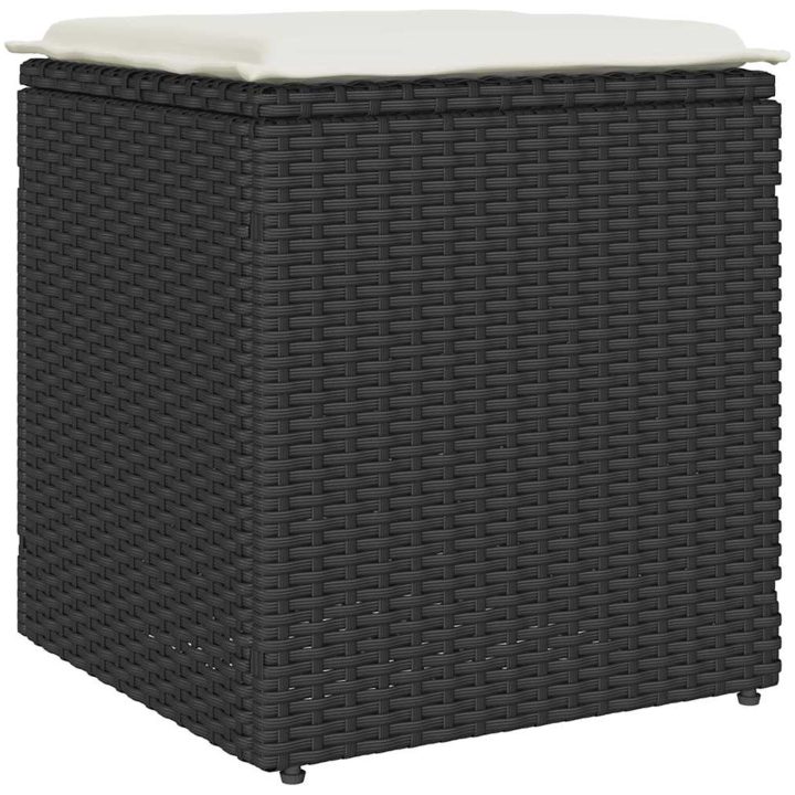Trädgårdspallar med dynor 2 st svart 40x40x43 cm konstrotting vidaXL – bild 5