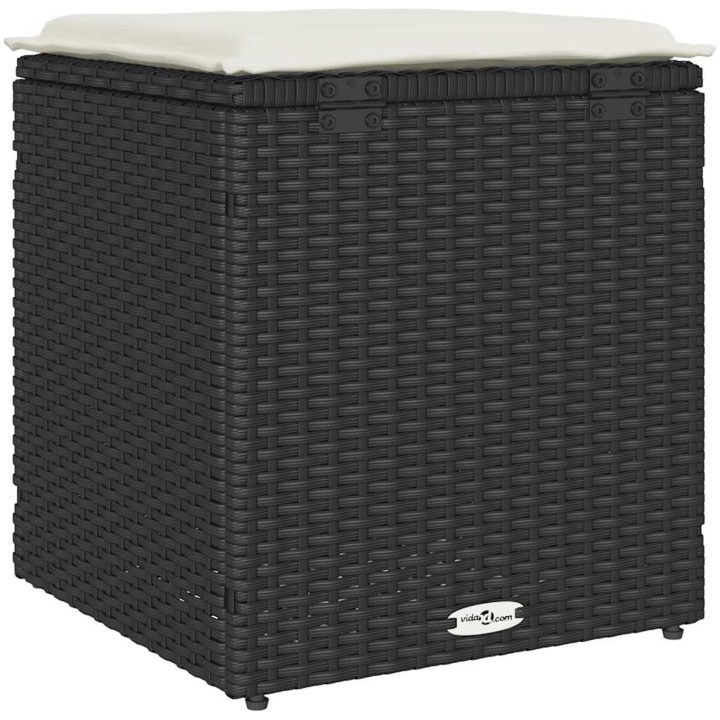 Trädgårdspallar med dynor 2 st svart 40x40x43 cm konstrotting vidaXL – bild 8