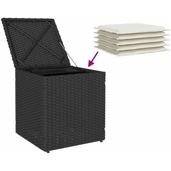 Trädgårdspallar med dynor 2 st svart 40x40x43 cm konstrotting vidaXL – bild 9