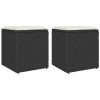 Trädgårdspallar med dynor 2 st svart 40x40x43 cm konstrotting vidaXL – miniatyr 1