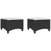 Trädgårdspallar med dynor 2 st svart 55x55x36 cm konstrotting vidaXL – miniatyr 2