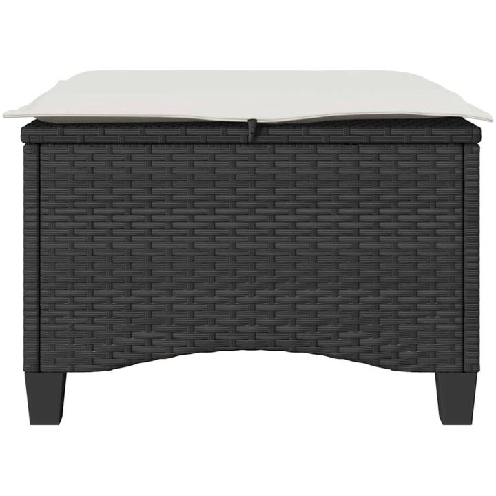 Trädgårdspallar med dynor 2 st svart 55x55x36 cm konstrotting vidaXL – bild 5