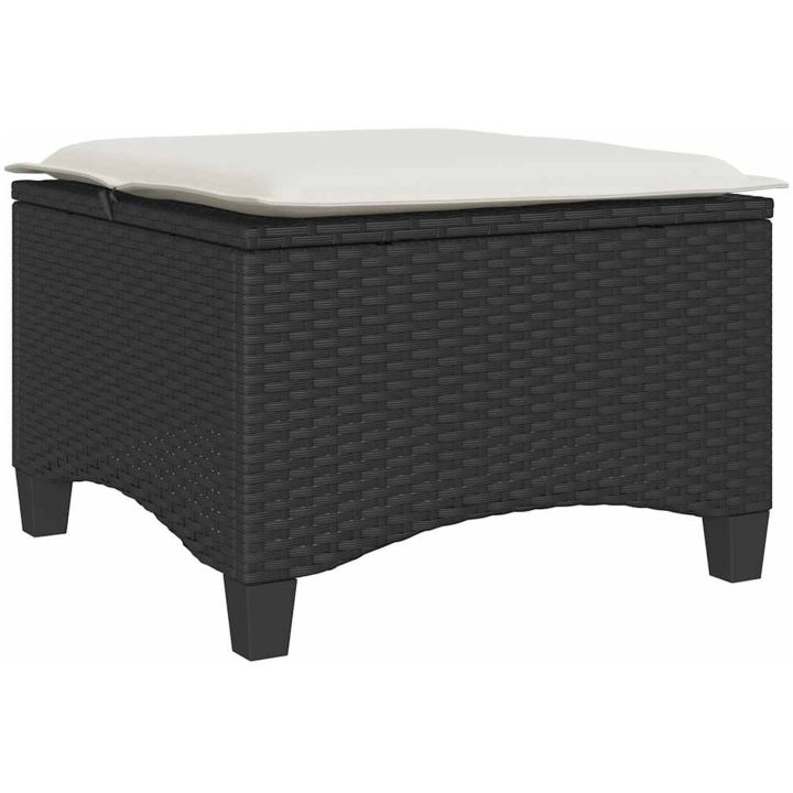 Trädgårdspallar med dynor 2 st svart 55x55x36 cm konstrotting vidaXL – bild 6